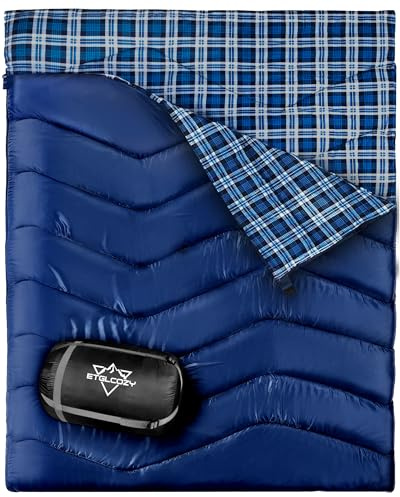 Sacco a pelo doppio in flanella per adulti, XL Queen Size 2 persone sacco a pelo per tutte le stagioni Coppie Famiglia Campeggio Escursionismo Zaino in spalla e all'aperto, impermeabile, leggero