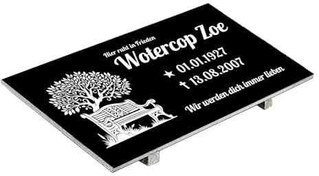 Grabplatte mit Inschrift aus Granit, personalisierbar Gedenktafel für Urnengrab, Grabstein für 1-2 Pers., Urnengrabstein N6 (30x60cm mit Stützen)