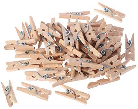 Set di mollette in legno per vestiti, carta fotografica, mollette da bucato, biglietti, 50 pezzi