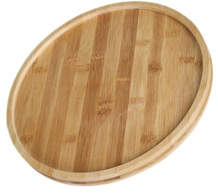 PHENOFICE Soporte Giratorio De Madera Natural De 20 Cm, Plato Giratorio De Bambú Para Servir Pasteles y Quesos, Base Estable Antideslizante, Adecuado Para Mesa y Centro De Comedor