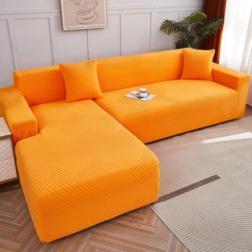 L-förmige Sofabezug für 1/2/3/4-Sitzer Abschnitt Sofa mit links/rechts Chaiselongue Sofabezug mit 1 Kissenbezug beige Anzug Sofa Größe 70 90 cm