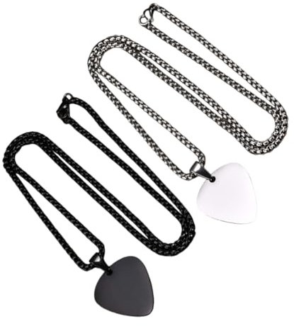 JEWEDECO 2stücke Gitarrenplektrum-anhänger Gitarrenplektrum-anhänger-halskette Gitarrenplektrum-halskette Gitarren-accessoire Geschenk Für Musiker Rocker-musiker-schmuck Musikalische Partyg