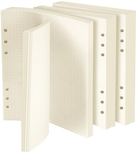 Vicloon A5 Nachfüllpapier Gepunktete, 180 Blatt Papier Nachfüllbar Notizpapier 6 Löcher Refill Paper Nachfülleinlagen, Refill Ringbucheinlagen für Notizbuch, Tagbuch, Skizze, Malerei