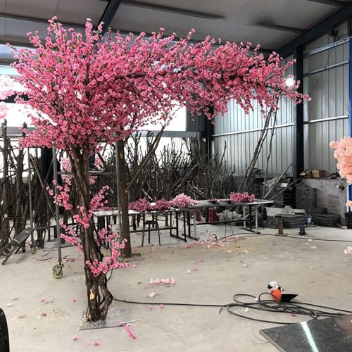 Glenmi Albero di pesco Finto con Tronco Realistico – Bellissimi Fiori Rosa Artificiali for la casa, Matrimonio, Natale e Decorazioni da Giardino(2 * 1.5m)