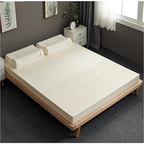 100% Natural Latex Mattress, 1/2/3/4inch Latex Foam Bed Pad 7 Zone Green Natural Organic Latex Mattress Topper Back & Joint Support No Deformation,King,76×80×4