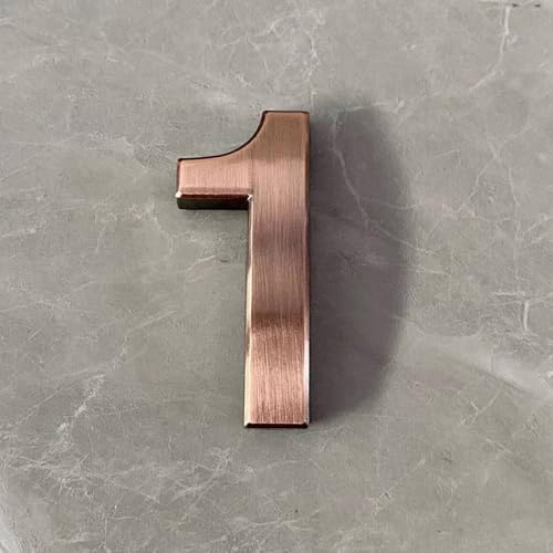 2 Inch Self Adhesive House Numbers Sticker 5cm Modern Door Number Bronze/Silver Mailbox Address Sign, for Wall Decor Garden Apartment Cafe Hotel Office Street Room Yard Exterior Decorative(Bronze 1)
