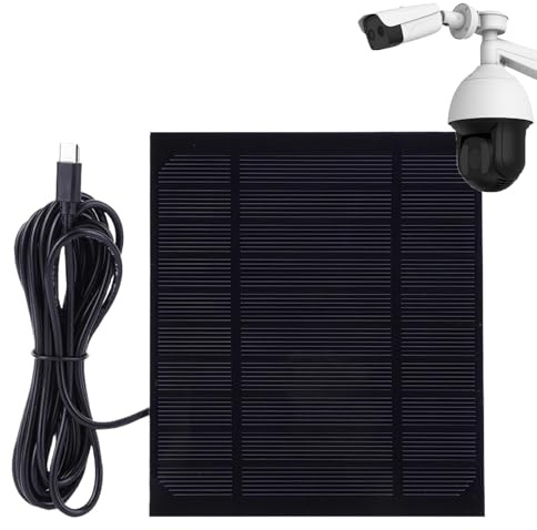 Chargeur solaire USB - Source d'alimentation efficace de 6 W avec sortie de type C - Zone de charge compacte pour sonnette de porte en plein air Smart Cams sans fil - Capteurs d'entrée ou d'énergie de