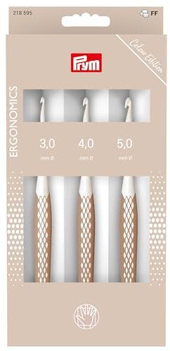 Prym 218595 Wollhäkelnadel-Set, prym.ergonomics, taupe, 3/4/5 mm