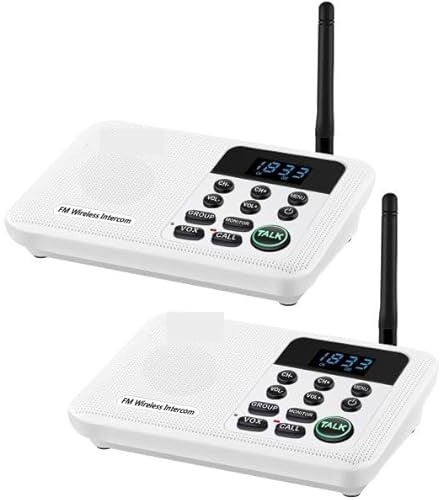 Wireless Intercom, 22-Channel FM Wireless Intercoms Home House Business Offices 1Mile Range Room to Room Calling & Talking System(2Unit White)