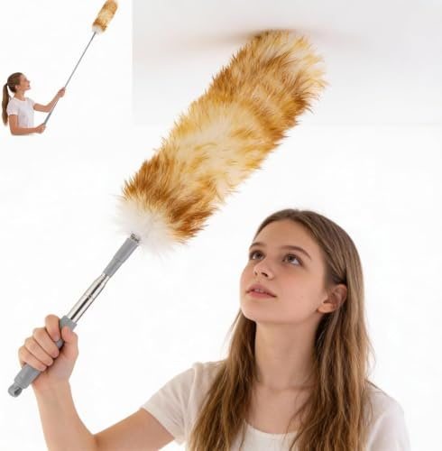 245 cm Staubwedel Lang Ausziehbar Made of Coldformed Aviation Aluminum, Precision Processed and Anodized to Enhance Strength, with Soft Ultrafine Fiber Brush Heads