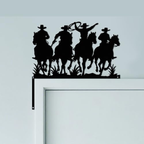 CUTHOLLOW Cowboy Türrahmen Deko Metall Wanddeko | 25x25cm Türrahmen Schild, Tür Deko, Wanddeko Tür, Hängende Fensterdeko, Metall Dekoschild für Zuhause & Büro