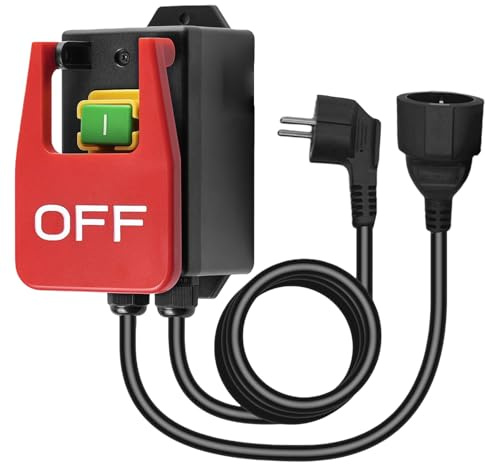 Interrupteur marche/arrêt monophasé 230 V 16 A - Interrupteur de sécurité avec tension zéro et prise - Interrupteur d'urgence marche/arrêt pour table de fraisage et appareils électriques