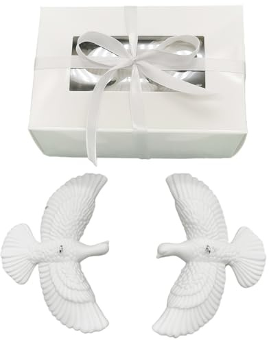 2 PCS White Turtle Doves Christmas Ornaments, Maslasee，Acrylic Friendship Dove Figurines Set, Xmas Tree & Home Decoration Gifts