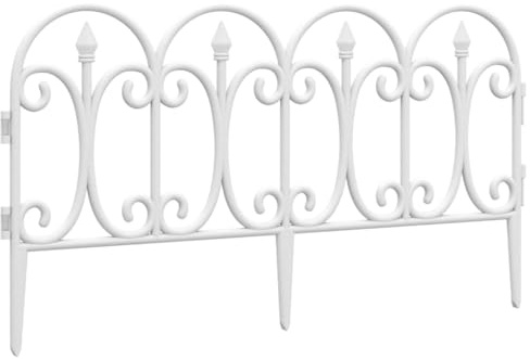 Bordure de Jardin, Bordure de Pelouse Gazon Parterre Barrière Clôture de Jardin 17 pcs Blanc 10 m PP