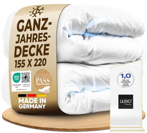 LILENO HOME Daunendecke 155x220 Ganzjahresdecke (90% Daunen / 10% Federn) –