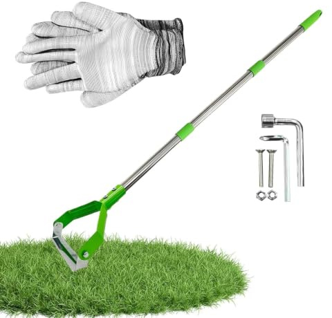 Zappa da Giardino,Rastrello Manuale Regolabile con Asta Lunga 110-135 cm - Zappa Diserbante Per Giardinaggio - per Scavare Zappare Dissodare e Delimitare Giardino Cortile Aiuola