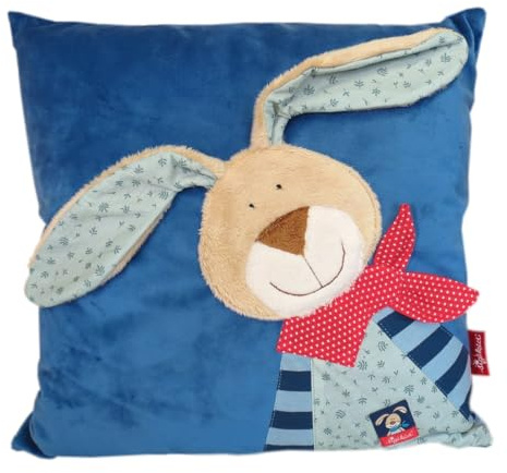 Sigikid Kinder-Kissen Wombel Bombel Hase blau 40 cm x 40 cm inklusive Füllung Plüschkissen in samtiger Optik