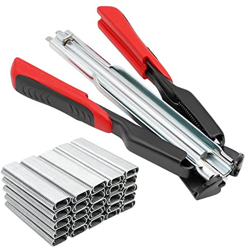 MUYIRTED Zaunzange Mit Magazin, Hog Ring Zange Kit, Automatische Zaun Zange Mit 2500 C-Clips, Drahtzange Für Maschendrahtzaun, Maschendraht, Gabionen, Hühnerringe