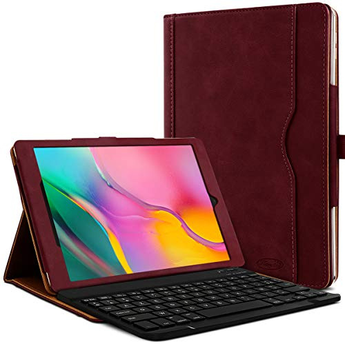 Étui Housse de Protection et Mode Support Horizontal Couleur Bordeau avec Clavier Français Azerty Connection Bluetooth pour Tablette Samsung Galaxy Tab A 10.1 SM-T510