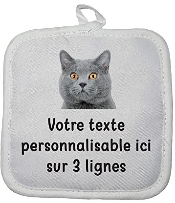 Manique Gant de Cuisine Pictogramme Chartreux avec Texte Personnalisable