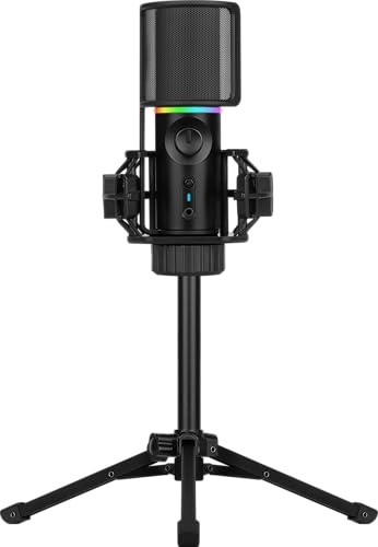 Streamplify MIC - Gaming Mikrofon PC RGB - Streaming Mikrofon mit Stativ und Stummschalttaste - USB-Mikrofon für Podcast - Streaming PC-Mikrofon - USB Microphone - Stand Mikrofon für PC