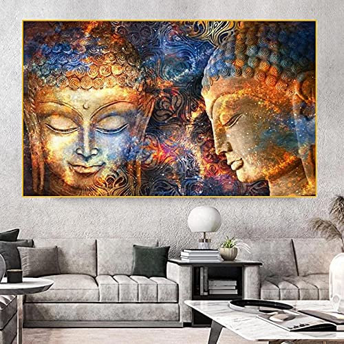 Zhadongli Art Abstrakte goldene Buddha-Leinwandmalerei Buddha Religiöse Leinwandposter und Drucke Wandkunstbilder für Wohnzimmerdekoration 70 x 100 cm (28 x 39 Zoll) rahmenlos
