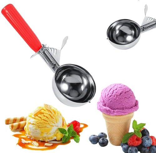 Agatige Ice Cream Scoop,Stainless Steel Fruit Scoop Melon Baller with Trigger Release for Ice Cream, Melon, Cookie Dough, & Meatballs (5.2cm)