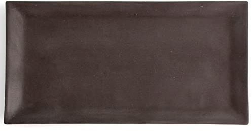 Quid Bandeja Rectangular Cerámica Mineral Gres de Gres 15 x 30cm | Negro, Gres, forma rectangular, acabado texturizado, 15 x 30cm