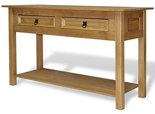 GOLINPEILO Wooden Console Table with 2 Drawers and 1 Shelf, Corona-Style Sofa Table Entryway Table for Living Room, Mexican Pine Corona Range 35.4x13.6x28.7