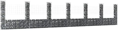 Panier de gabion en forme de U avec 7 poteaux Fer 740x20x150 cm