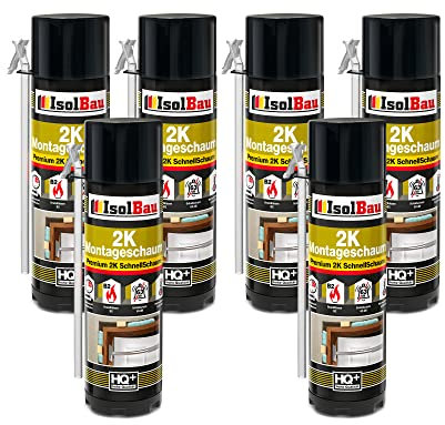 Isolbau 2K Montageschaum B2 Zargenschaum - Premium PU-Schnellschaum für Türen, Fenster, Dämmung & Montage - 6 x 400 ml