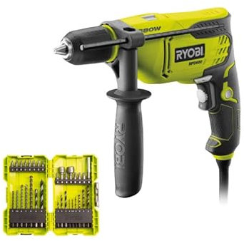 Confezione RYOBI - Trapano a percussione RPD680K - 680W - Set impilabile di 32 accessori RAK32DDMIX foratura mista - avv