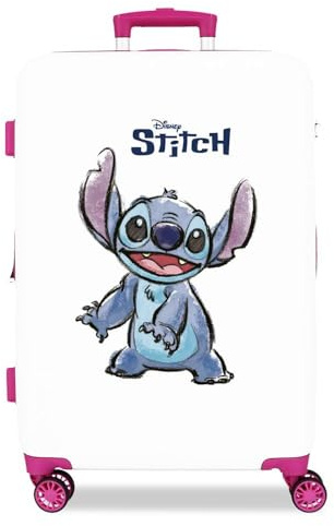Disney Adorable Stitch Bagagli- Bagagli per bambini Bambine e ragazze Bianco/ Rosa