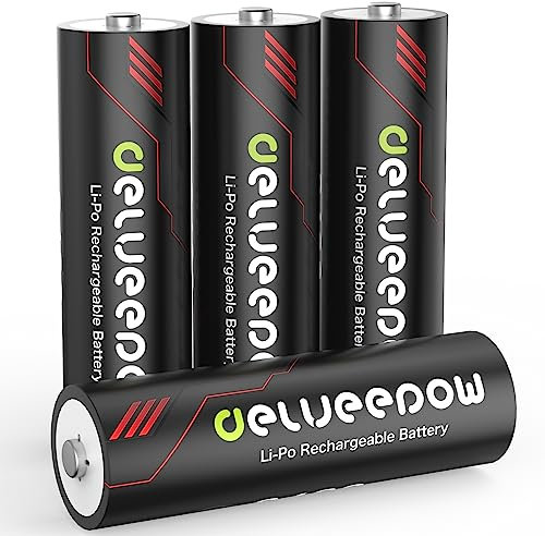 Delyeepow 1.5V Rechargeable Lithium AA Batteries Higher Capacity 3400mWh,Rechargeable Battery AA 1.5V 1500 Cycles,1.5H Fast charging