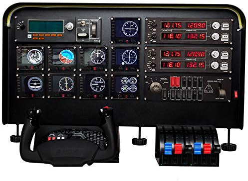Meza - Cockpit Simulator Panel Kit, Pre-Cut Flight Sim Mounting Set Compatible with Logitech Yoke, Throttle Quadrants, Honeycomb Yoke and Logitech Flight Panels, LED Light Bar, 30 x 20 x 4 Inch