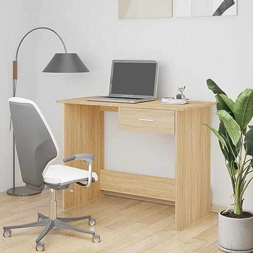 ZEYUAN Schreibtisch Sonoma-Eiche 100x50x76 cm Holzwerkstoff, Gaming Tisch, Computertisch, Computer Desk, Office Table, Bürotisch, Arbeitstisch, Nähtisch, Pc Tisch - 800552
