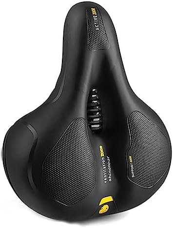 Extra Breiter Komfort-Sattel-Fahrradsitz, Hohl, Ergonomisches Fahrradsitzkissen Mit Reflektierendem Streifen, Ersatz Für MTB, Heimtrainer Und Rennräder,Gelb,HaoAMZ