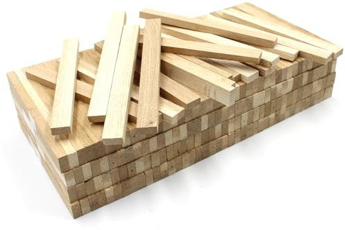 VmG-Store 80x Holzleiste 16x8x160mm Eiche lose Bastelklötzchen zum Basteln Bastelstäbe (Eiche 16x8mm)