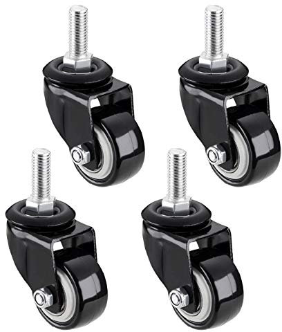 50-mm-Lenkrollen mit drehbarem Schaft, M8 x 25 mm, M10 x 25 mm, M12 x 25 mm Gewindeschaft, bis zu 200 kg, Möbelrollen, gummierte Trolley-Rolle, geräuschlos, mit feststellbarer Brem