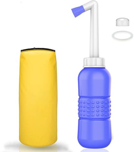 Giural Po Dusche Intimdusche Mit Reisebeutel, Po Dusche Leichter Zu Drücken, Intimdusche Wochenbett, Mobiles Bidet, Reisebidet Oder Popo Dusche, 450Ml,Blau