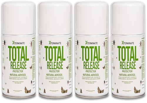 Xterminate Flea Killer Bombs for The Home 4 x 150ml Kills Fleas, Flies, Bed Bugs, Moths, Silverfish, Ants & More - One Click Smoke Fogger Aerosol Spray Inside & Outdoor Pest Control Professional