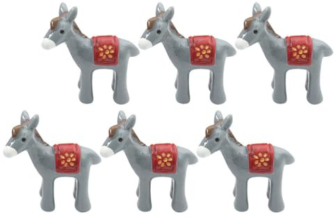 Cabilock 6Er Set Mini Esel Figuren Aus Kunstharz – Realistische Tierfiguren Für DIY Miniaturgärten Mooslandschaften Und Puppenhäuser - Farbige Details Für Gartendeko