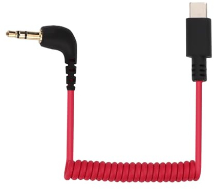Cavo Adattatore Microfono USB C a TRS da 3,5mm, per Rode Wireless GO 2 / ME/Pro Hollyland Lark M1 / M2 / MAX / 150 / M1 / MAX Duo Cavo di Uscita Audio Cavo a Spirale DAC per Android iPhone 15