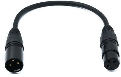 System-S Câble audio XLR 30 cm 3 broches mâle vers femelle adaptateur noir