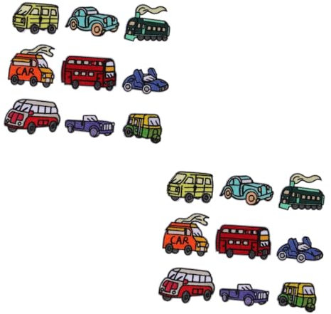DIYEAH 18stücke Cartoon Auto Aufnäher Stoff Patches Nähen Für Kleidung Bastelbedarf Vielseitig Einsetzbar Für Taschen Hüte Kissen Und