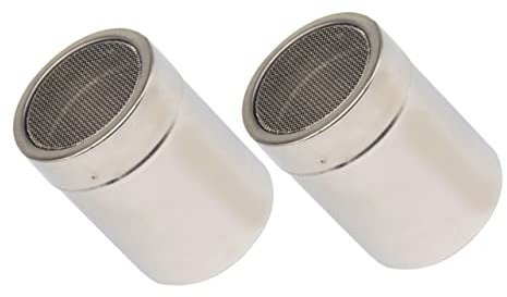 PRETYZOOM 2pcs Stainless Steel Coffee Mold Powder Seasoning Container for Baking for Cocoa Powder Sifting and Spice Storage