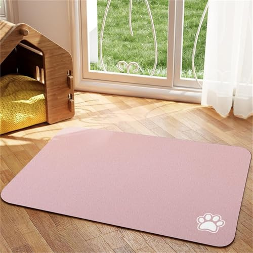 Hearda Futtermatte Hund rutschfest, Napfunterlage Hund Saugfähig Katzen Futternapf Unterlage Schnelltrocknend Unterlage Katzennapf Futternapf Matte Haustier Futtermatte (60x90cm,Rosa Q)