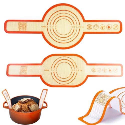 2 PCS Silicone Bread Sling for Dutch Oven,Silicone Baking Mat with Long Handles,Non-Stick Reusable Baking Supplies for Transferring Sourdough