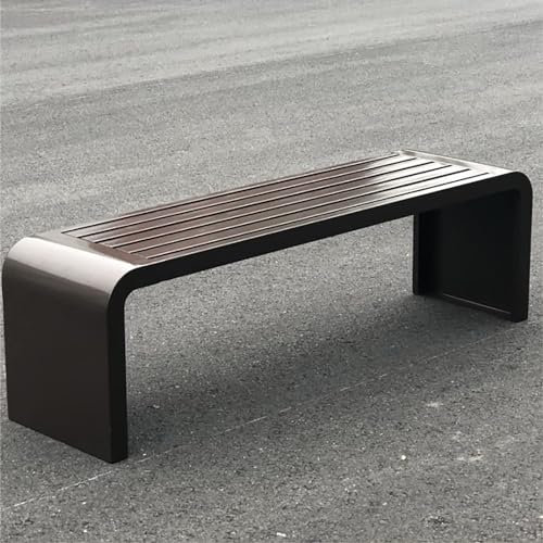 Wetterfeste Gartenbank mit Stahlrahmen, Premium-Metall-Blumenbank für Terrasse, Park und Garten (140 x 40 x 45 cm, Farbe: F)