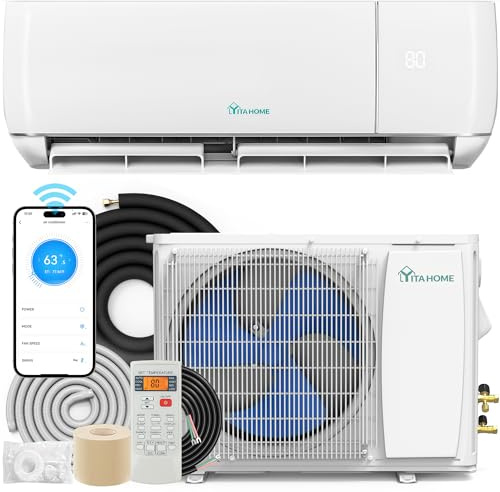 YITAHOME 12000 BTU Mini Split Air Conditioner Heat Pump System, 20 SEER2 115V Ductless Inverter System with Wi-Fi & Alexa Compatibility, Cover Up to 750 Sq. Ft, Complete Installation Kit Included